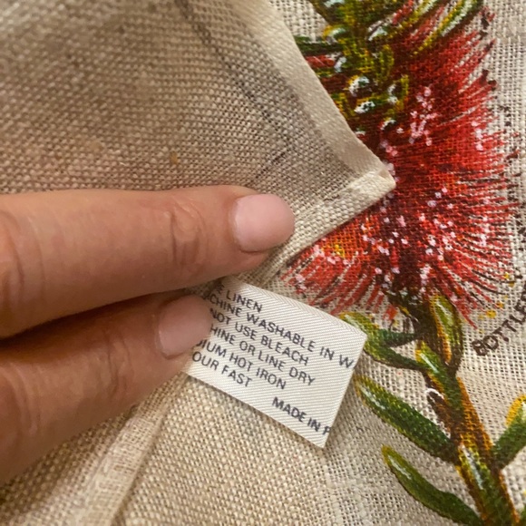 “Australian Wildflowers” Kitchen Tea Dish Towel ~Pure Linen, HandPrinted EUC - Picture 3 of 10
